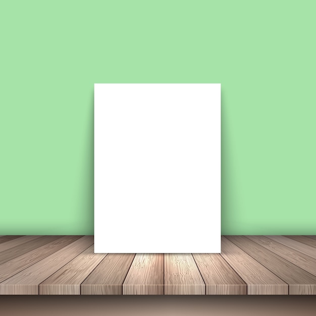White paper on a wooden table
