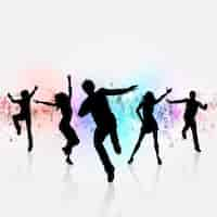 Free vector white party background with dancing silhouettes