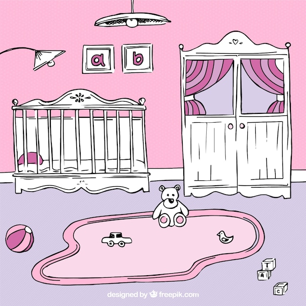 Белые и розовые руки нарисованные детской комнаты