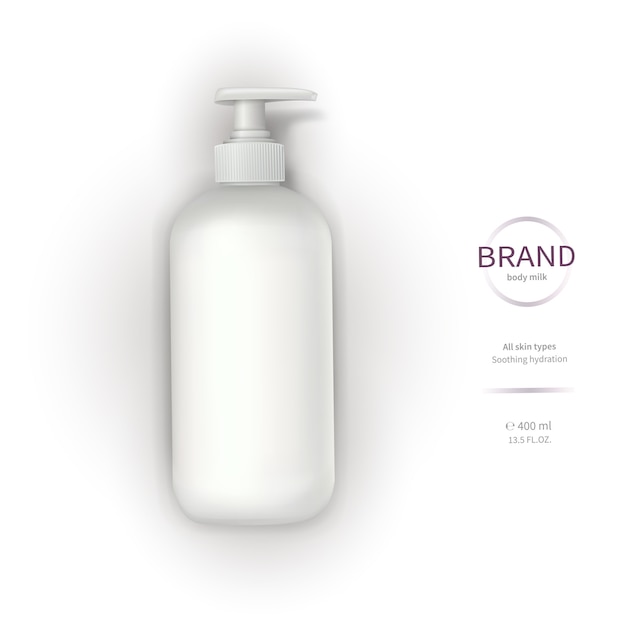 Free vector white plastic bottle with dispenser