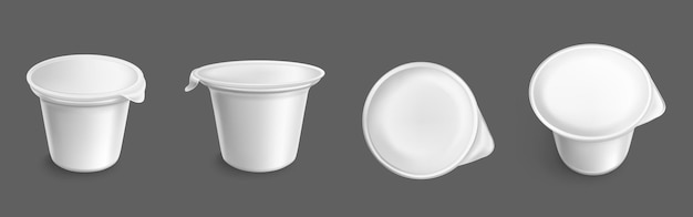 Free vector white plastic container for yogurt