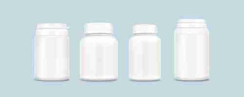 Free vector white plastic pill bottle mockup