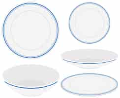 Free vector white plates with blue trim