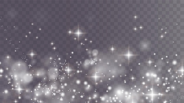 White png dust light light sparkling dust with white sparkling stars on a transparent background