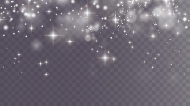 White png dust light light sparkling dust with white sparkling stars on a transparent background