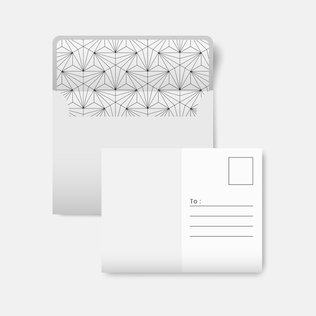 Free vector white postcard with a black geometric pattern