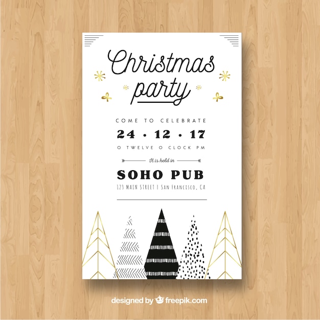 Free vector white poster for a christmas party