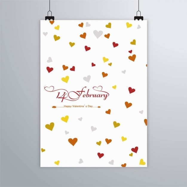 Free vector white poster with colored hearts