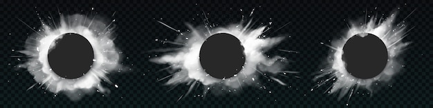 Free vector white powder explosions with black round banners.