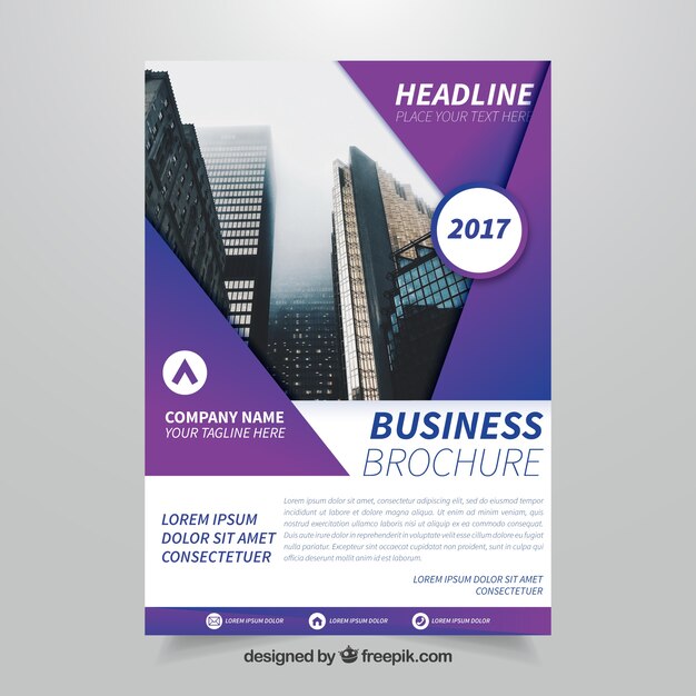 White and purple business brochure