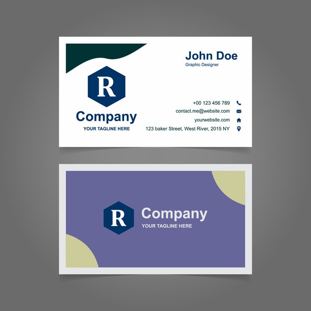 White and purple business card