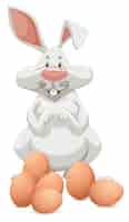 Бесплатное векторное изображение Белый кролик с куриными яйцами