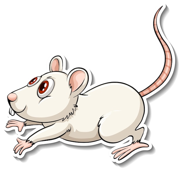 A white rat animal cartoon sticker