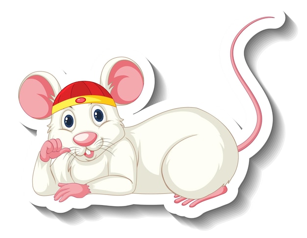 Free vector white rat in chinese costume cartoon character