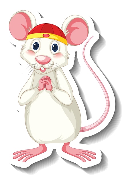 Free vector white rat in chinese costume cartoon character