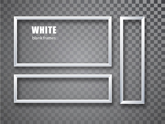 Free vector white realistic empty picture frame set