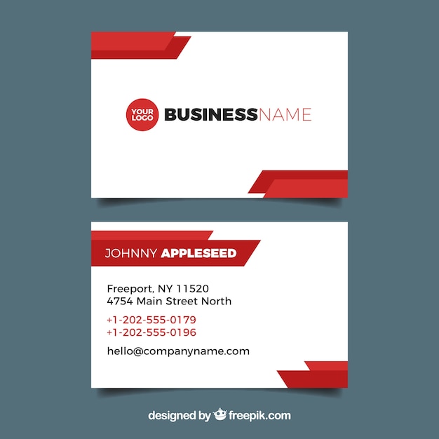 White and red business card template