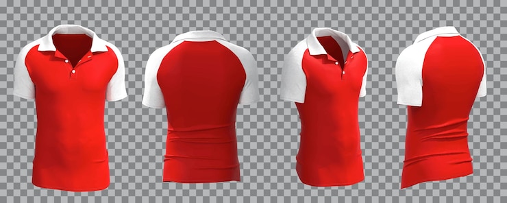 Free Vector white and red male polo shirt in different view