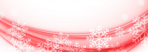 White and red merry christmas snowflakes banner