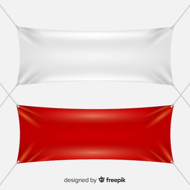 White and red textile banners