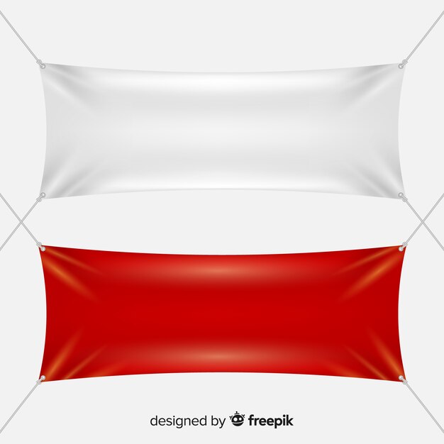 White and red textile banners