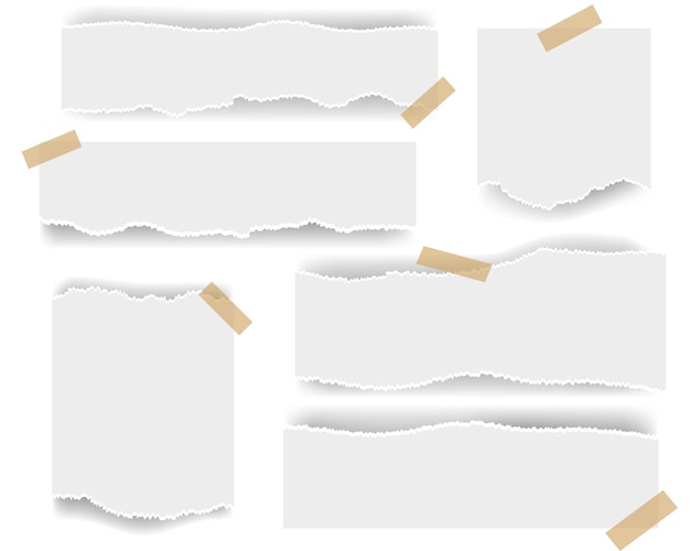 白い破れた紙は、グラデーションメッシュ、ベクトル図で白い背景を分離しました Premiumベクター