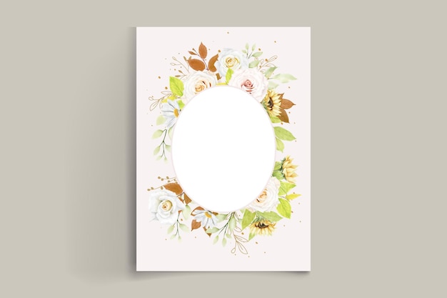 Free vector white roses ornament floral wedding card set