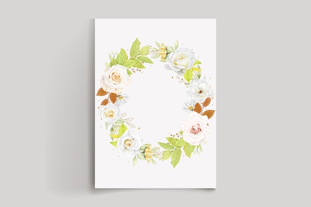 Free vector white roses ornament floral wedding card set