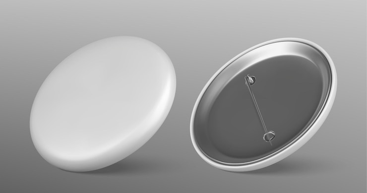 Free Vector white round pin button vector mockup template