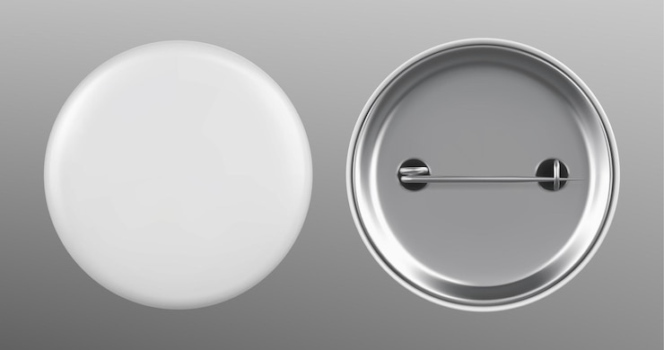 Free Vector white round pin button vector mockup template