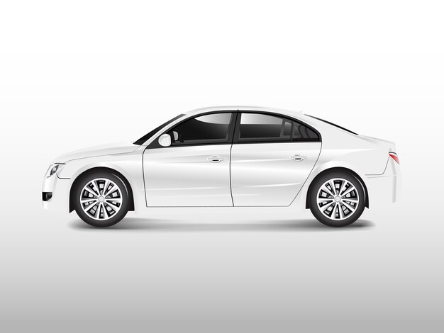 White sedan car isolated on white vector