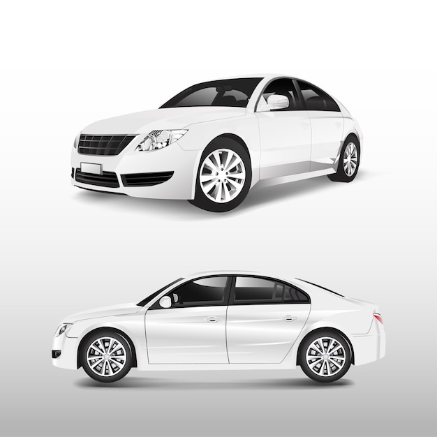 White sedan car isolated on white vector