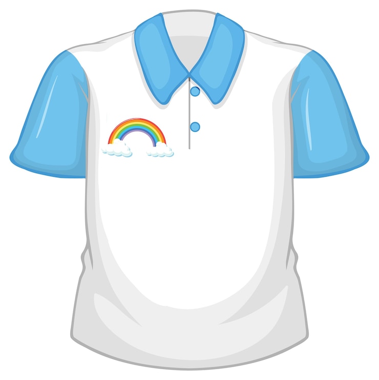 Free Vector a white shirt with blue sleeves on white background