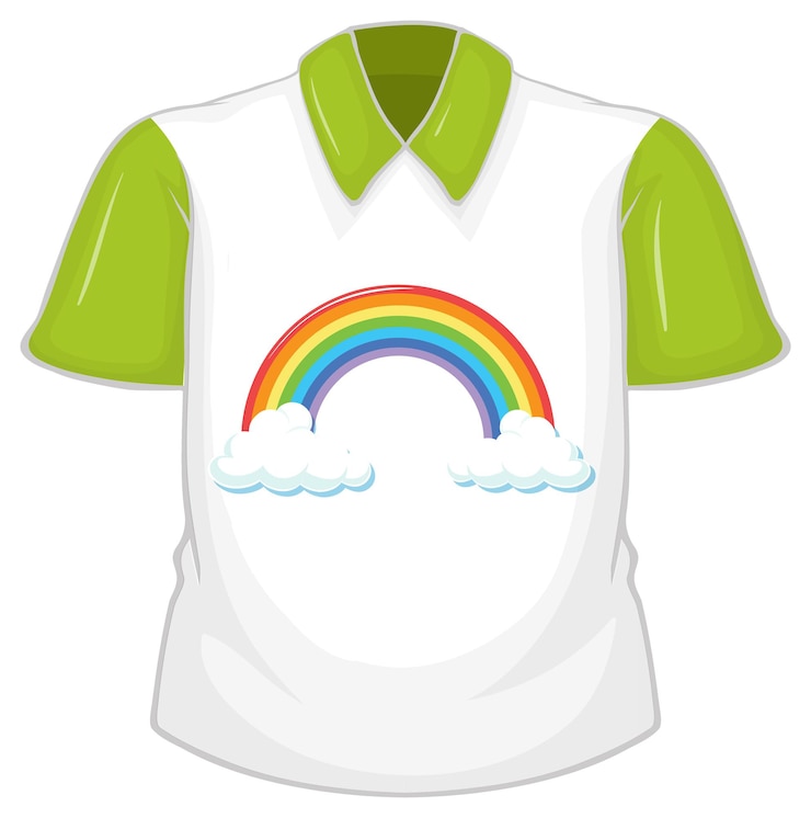 Free Vector a white shirt with green sleeves on white background
