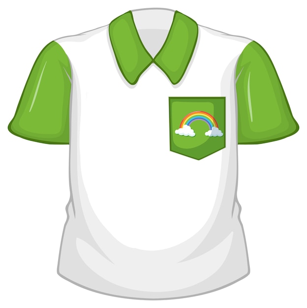 Free vector a white shirt with green sleeves on white background