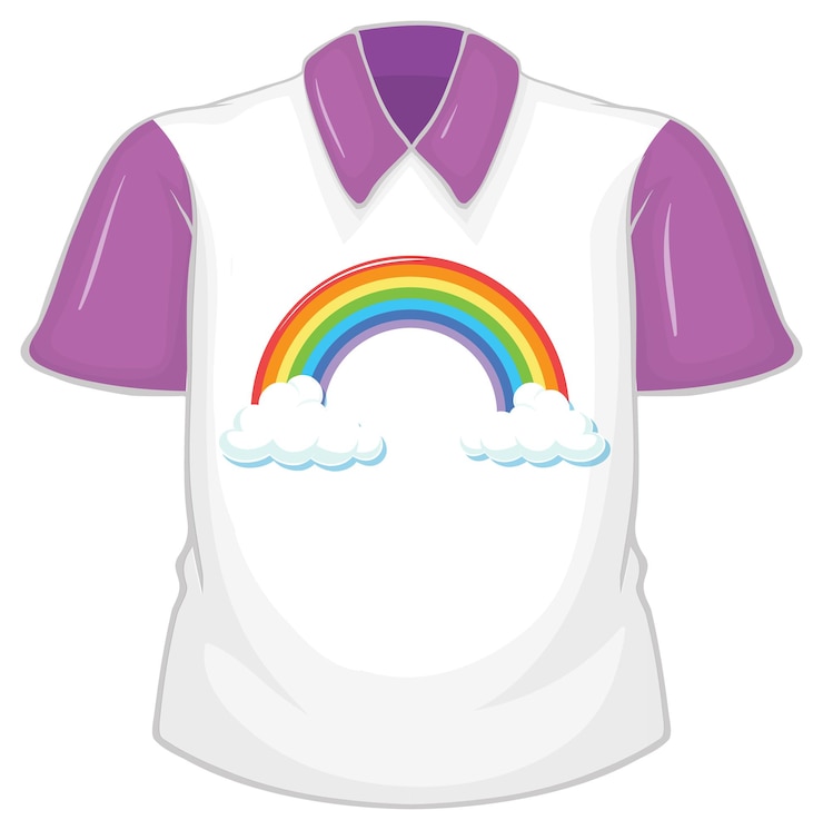Free Vector a white shirt with purple sleeves on white background