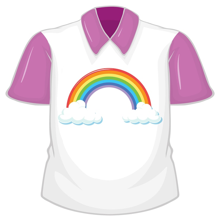 Free Vector a white shirt with purple sleeves on white background