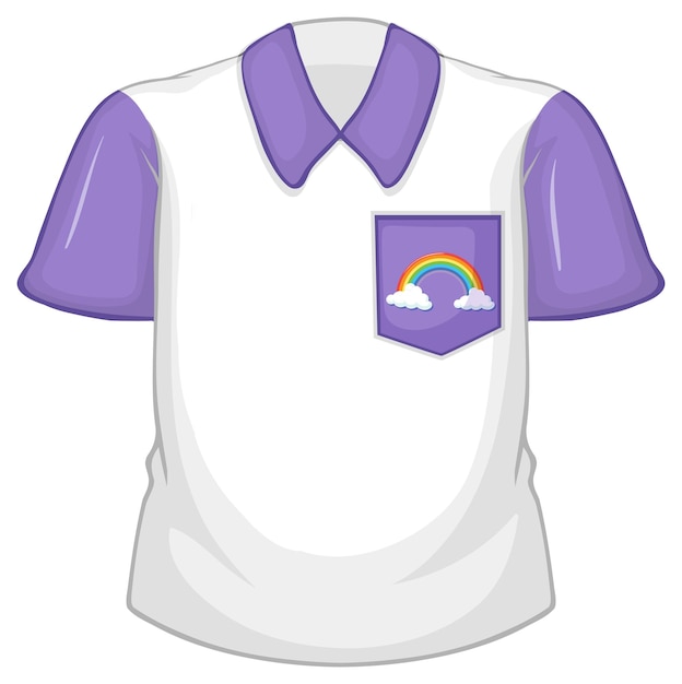 Free vector a white shirt with purple sleeves on white background