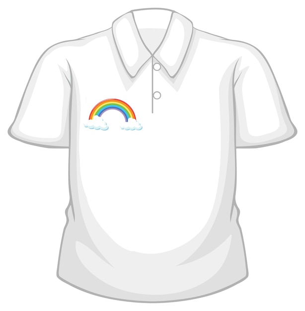 Vettore gratuito una camicia bianca con motivo arcobaleno su sfondo bianco