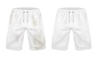 White shorts before and after washing dirt removal