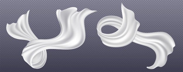 Free vector white silk textile ribbons set