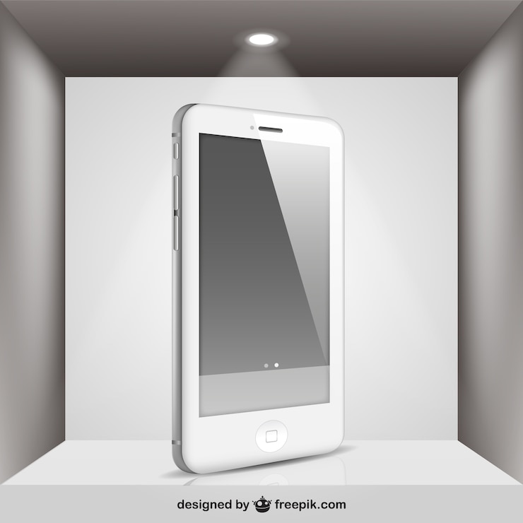 Free Vector white smartphone with spotlight