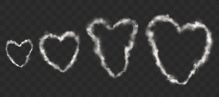 Free Vector white smoke heart shape rings from cigarette