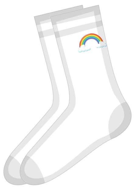 White socks with rainbow pattern