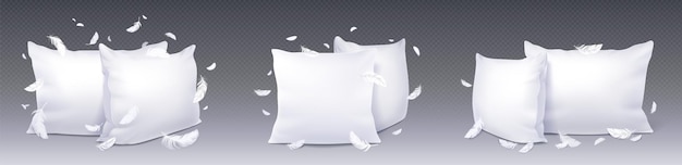 Free vector white square pillow realistic top side view