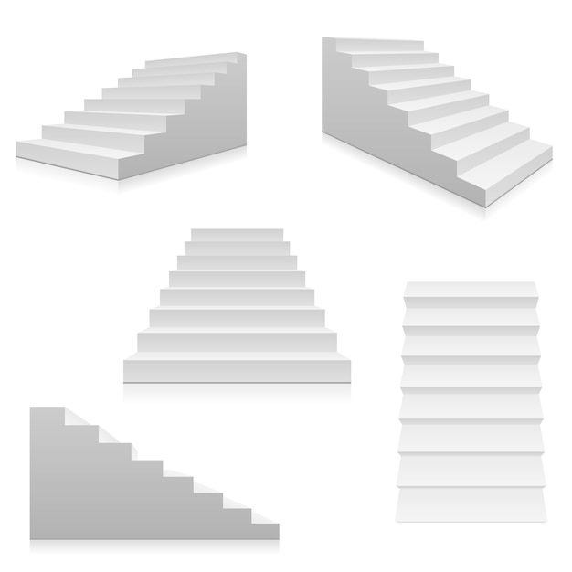 White stairs 3d interior staircases isolated