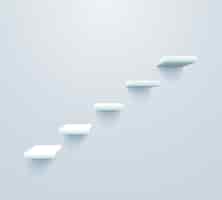 Бесплатное векторное изображение Белая лестница вверх. лестница к концепции успеха в бизнесе