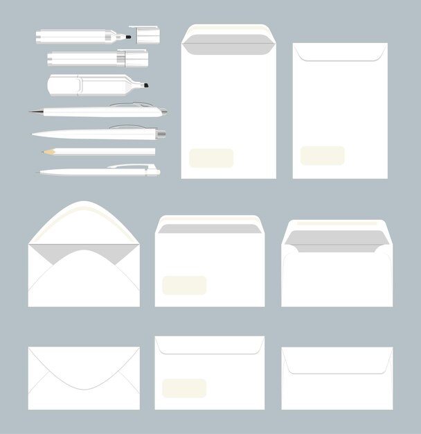 Белый канцелярский набор Конверты и бланки и документы Офисная бумага