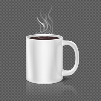 Download White realistic coffee cup with smoke isolated | Premium Vector