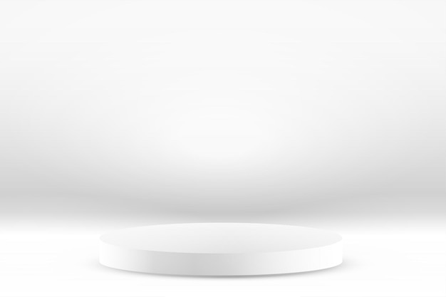 Free vector white studio background with podium display platform